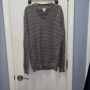 Armani Collezioni Gray Textured V-Neck Sweater